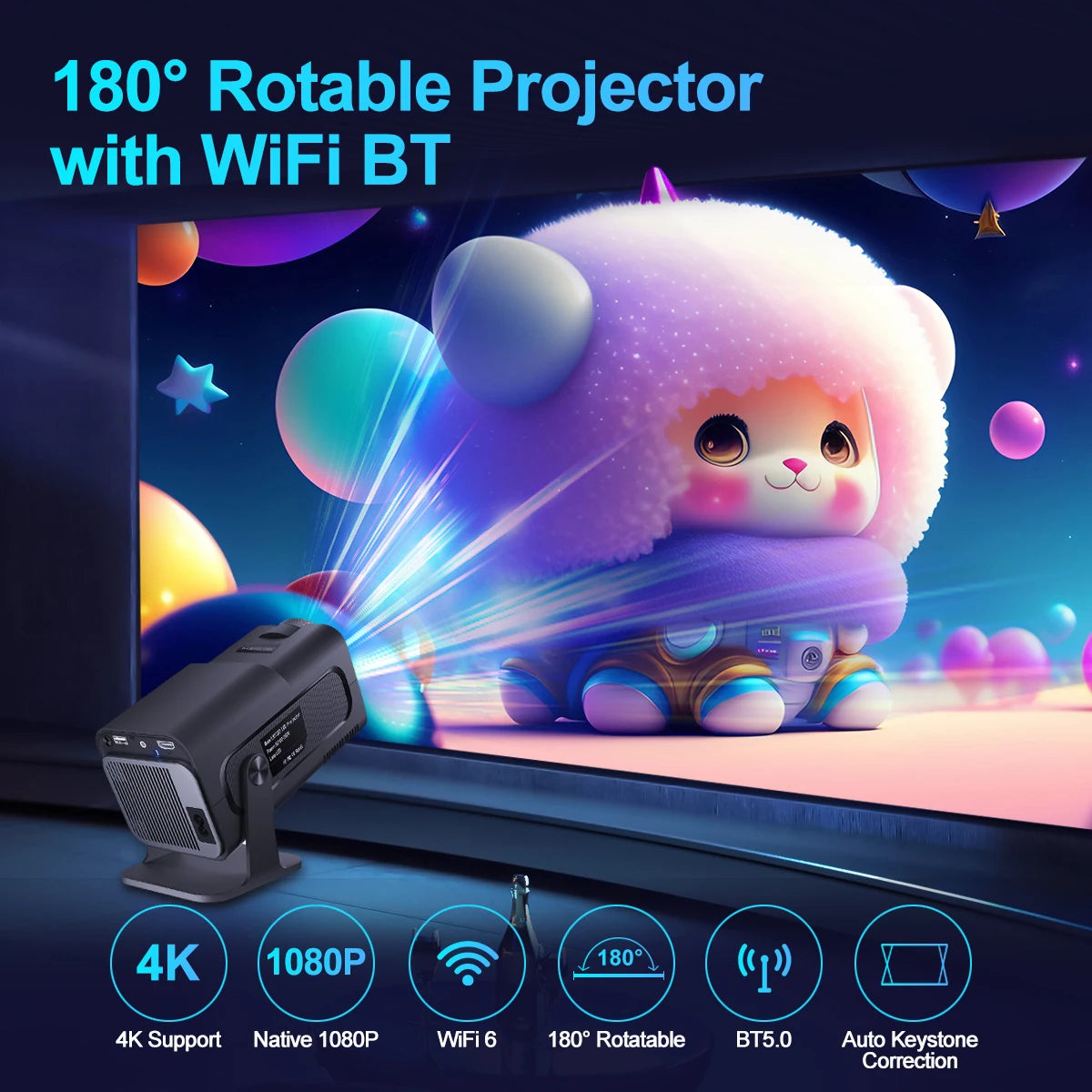 Projecteur 4K Android 11 Wifi 6 أحدث نسخة