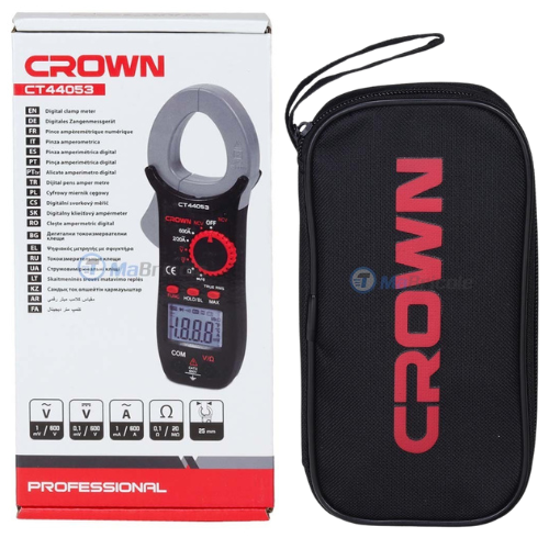 مشبك رقمي أصلي من كراون متعدد الوظائف لقياس التيار الكهربائي بدقة عالية CROWN Pince Multimètre Numérique 600V CT44053