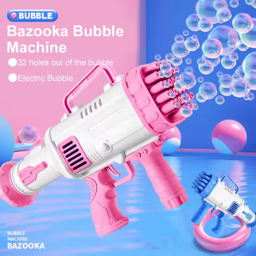 مسدس بازوكا الفقاعات حجم صغير مع قارورة صغيرة لسائل الصابون