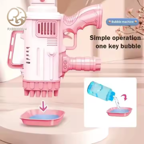 مسدس بازوكا الفقاعات حجم صغير مع قارورة صغيرة لسائل الصابون