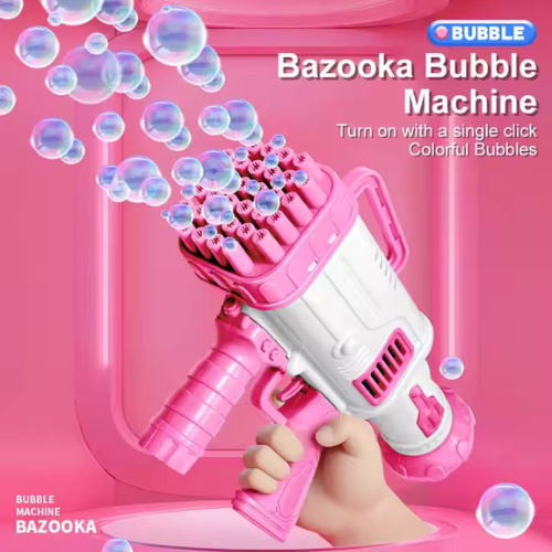 مسدس بازوكا الفقاعات حجم صغير مع قارورة صغيرة لسائل الصابون