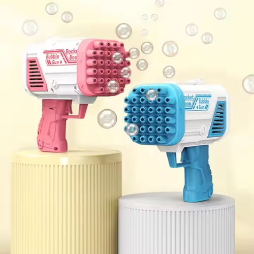 مسدس بازوكا الفقاعات حجم صغير مع قارورة صغيرة لسائل الصابون