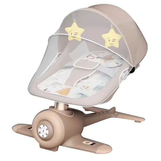 كرسي هزاز للأطفال كهربائي مع موسيقى وتحكم عن بعد تصميم طائرة فريد ومريح