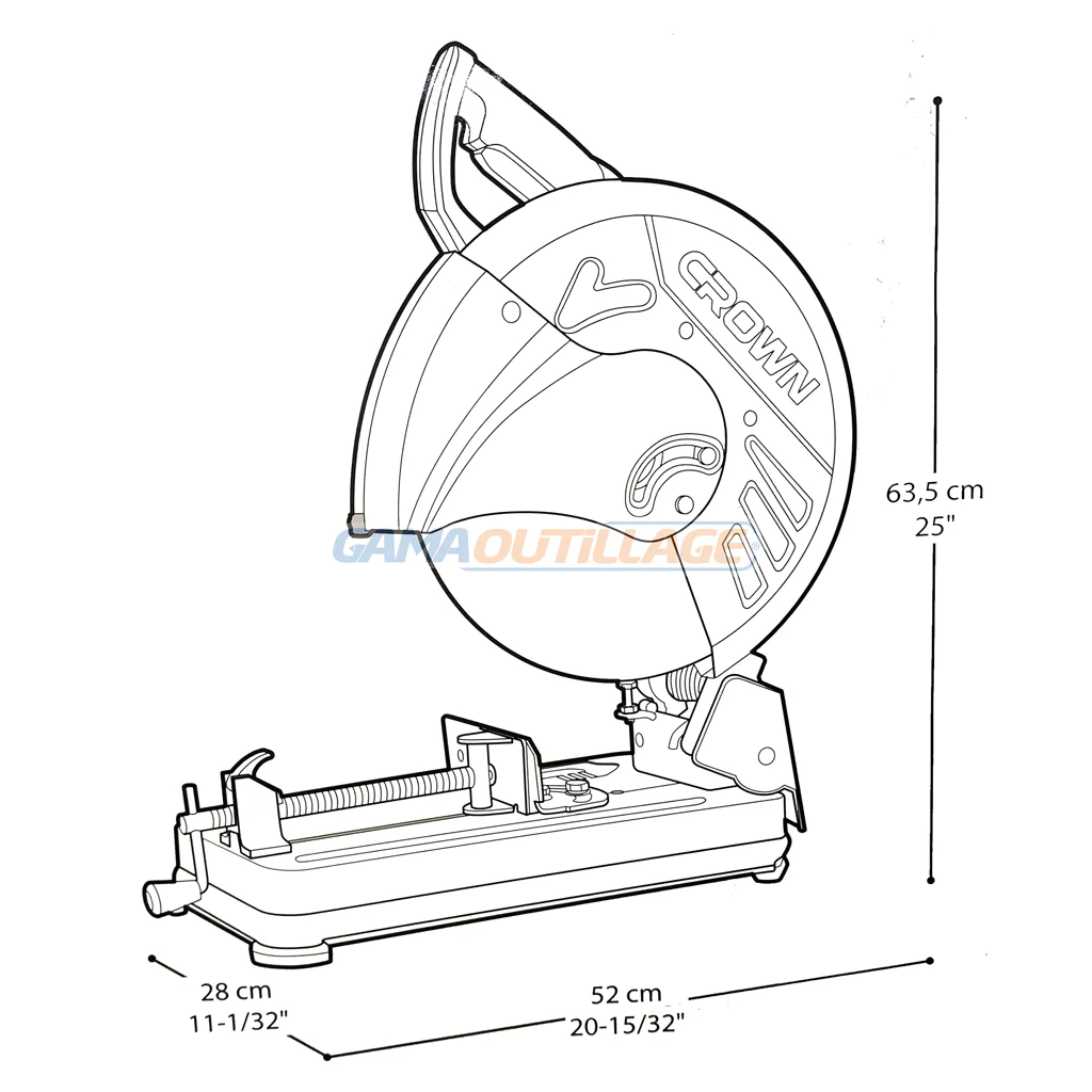 tronçonneuse table 355mm 2200w crown pro. منشار المعادن طاولة الاحترافي 2200 واط