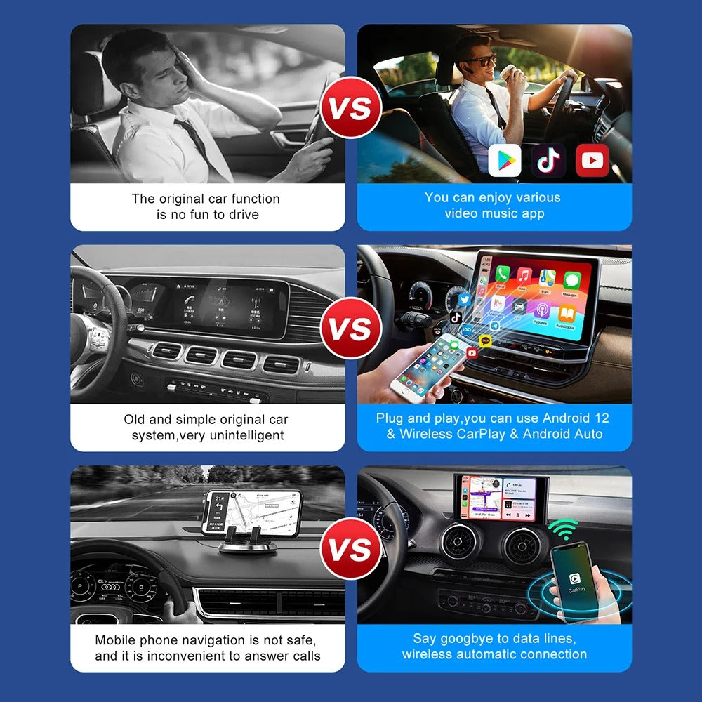 Box CarPlay Sans Fil Android 13 pour Voiture Stockage 32GB + 2GB RAM  جهاز ميديا بنظام أندرويد 13